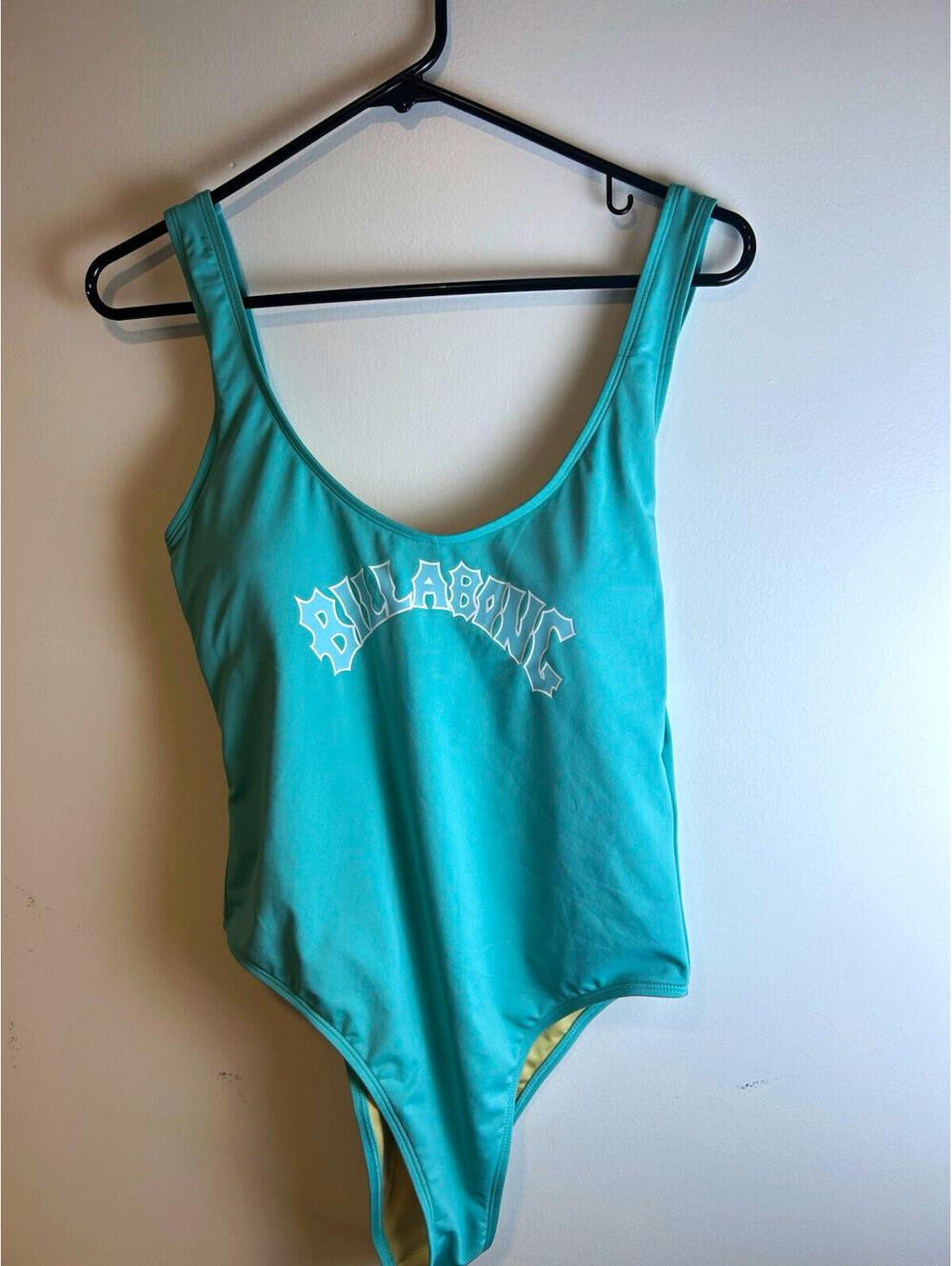 Billabong Women’s One Piece Swimsuit L Blue/Beige Logo Stretch Polyester